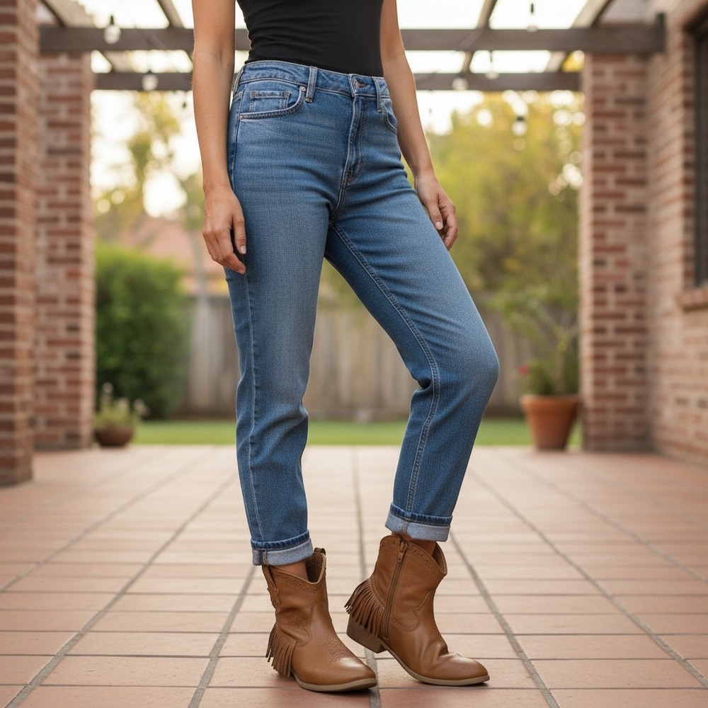 Dream Pairs Tan Brown Western Fringe Star Ankle Boots Size 4 Womens Booties